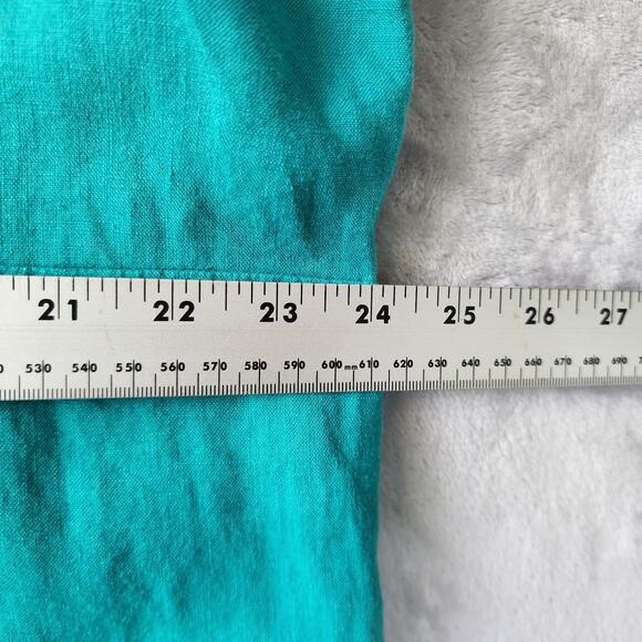 J. Jill Love Linen Dress Womens Size 2X Teal Blue Front Apron Pockets 100% - Picture 6 of 9